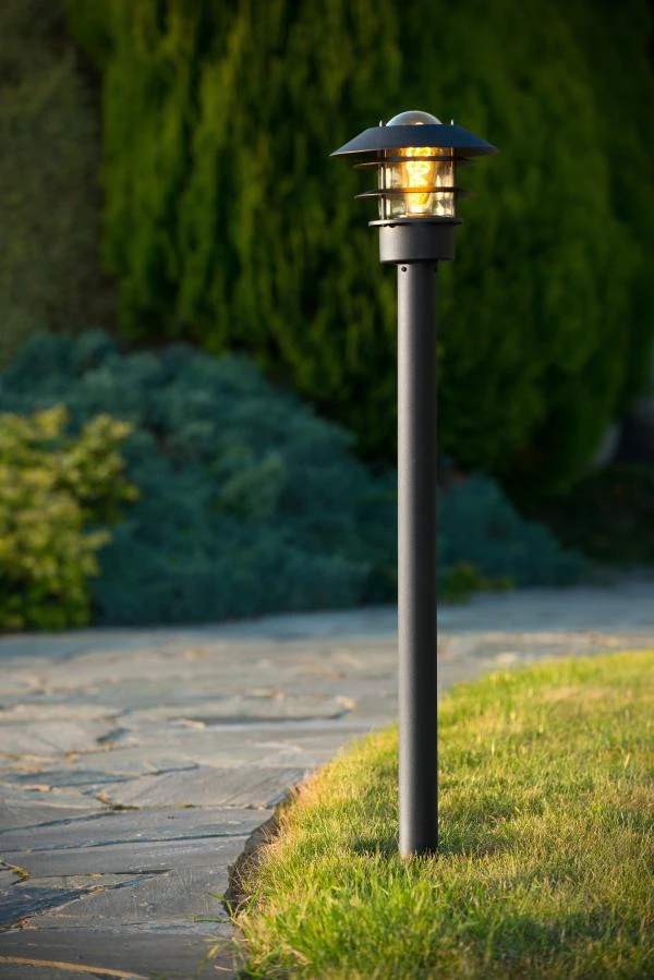 Lucide ZICO - Lanterne / lampadaire exterieur Extérieur - Ø 21,8 cm - 1xE27 - IP44 - Noir - ambiance 2